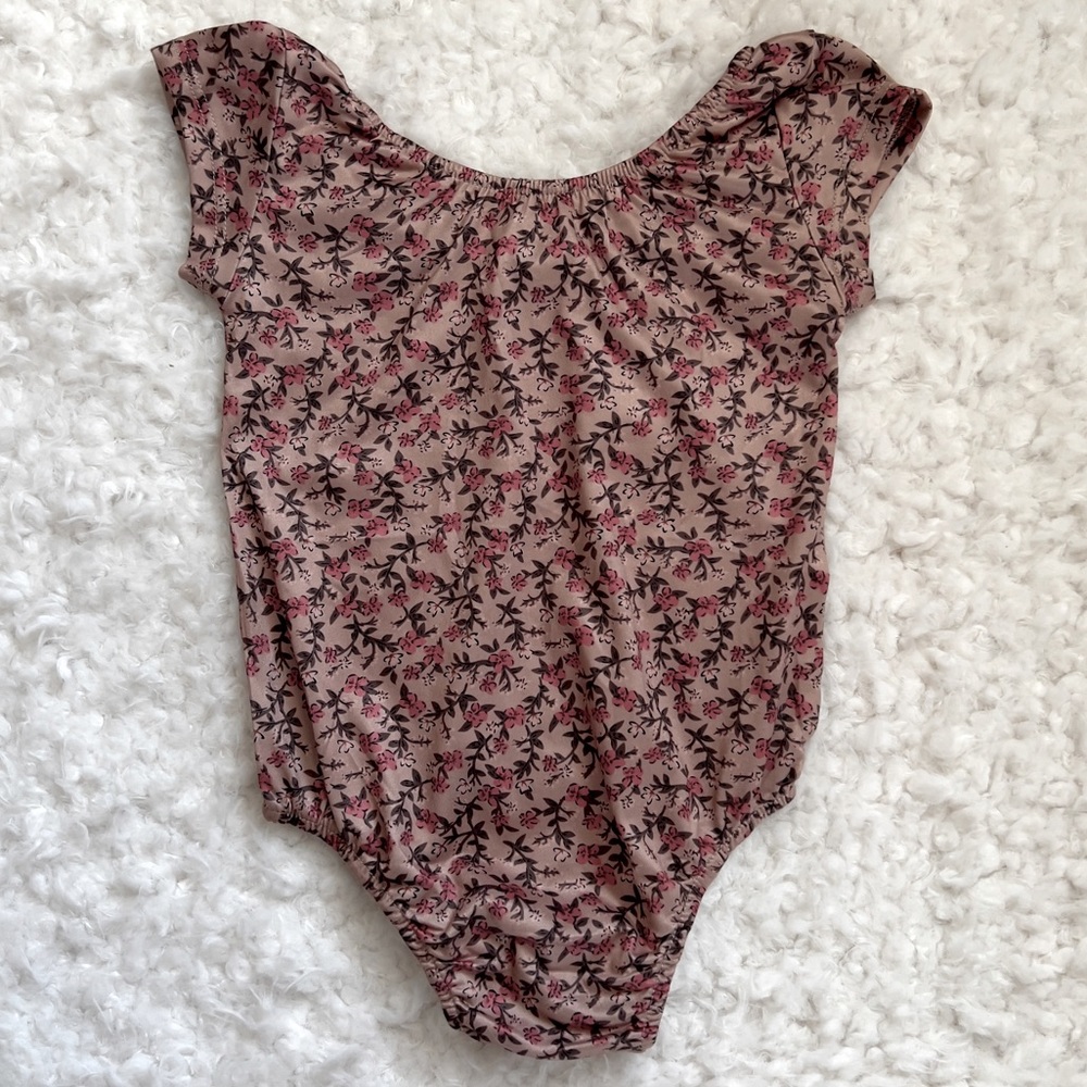 🆕 NWT Bailey's Blossoms Maggie Cap Sleeve Leotard - Hazelnut Floral